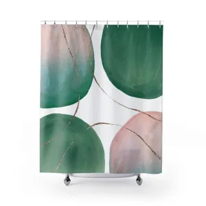 Abstract Shower Curtain | Fade Sage Green, Blush Pink White Lighting,Home Lighting