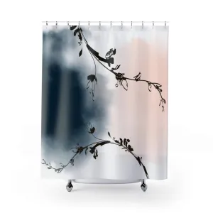 Abstract Shower Curtain, Floral Navy Blush Pink Lighting,Home Lighting
