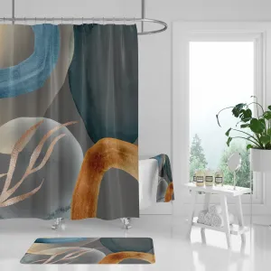 Abstract Shower Curtain | Grey Navy Rust Lighting,Home Lighting