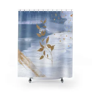 Abstract Shower Curtain | Indigo Pale Blue, White Ombre Lighting,Home Lighting