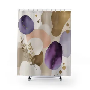 Abstract Shower Curtain | Lavender Purple Blush White, Beige Leaves Lighting,Home Lighting