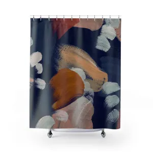 Abstract Shower Curtain | Navy Blue, Rust Beige Mat Curtain Lighting,Home Lighting