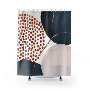 Abstract Shower Curtain | Navy Blue, Rust Lighting,Home Lighting