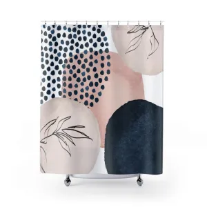 Abstract Shower Curtain, Navy Blush Pink Lighting,Home Lighting
