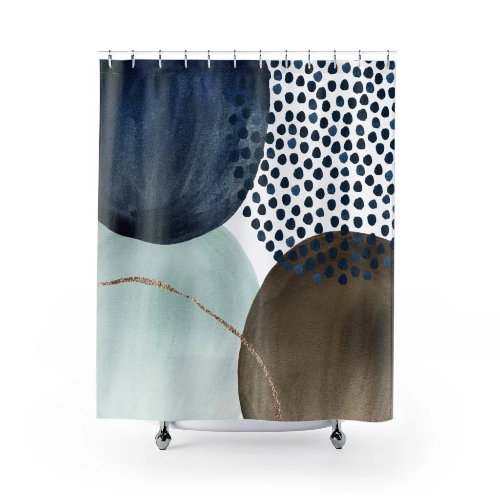 Abstract Shower Curtain | Navy Taupe Teal Lighting,Home Lighting