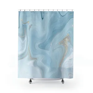 abstract shower curtain | Pale Blue, Marble Print | Bathroom Decor Lighting,Home Lighting