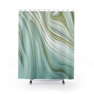Abstract Shower Curtain | Pale Green, Blue Marble Print Lighting,Home Lighting