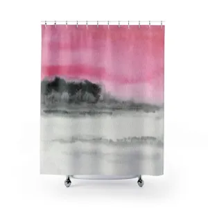 Abstract Shower Curtain | Pink, Gray Black Ombre, Landscape Lighting,Home Lighting