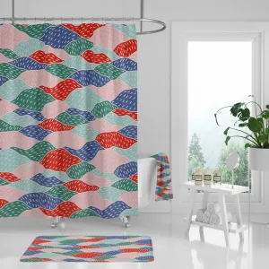 Abstract Shower Curtain | Red Green Blue Hills Lighting,Home Lighting