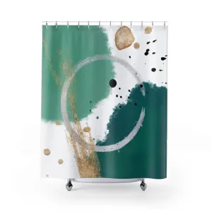 Abstract Shower Curtain | Sage, Sea Green White Lighting,Home Lighting