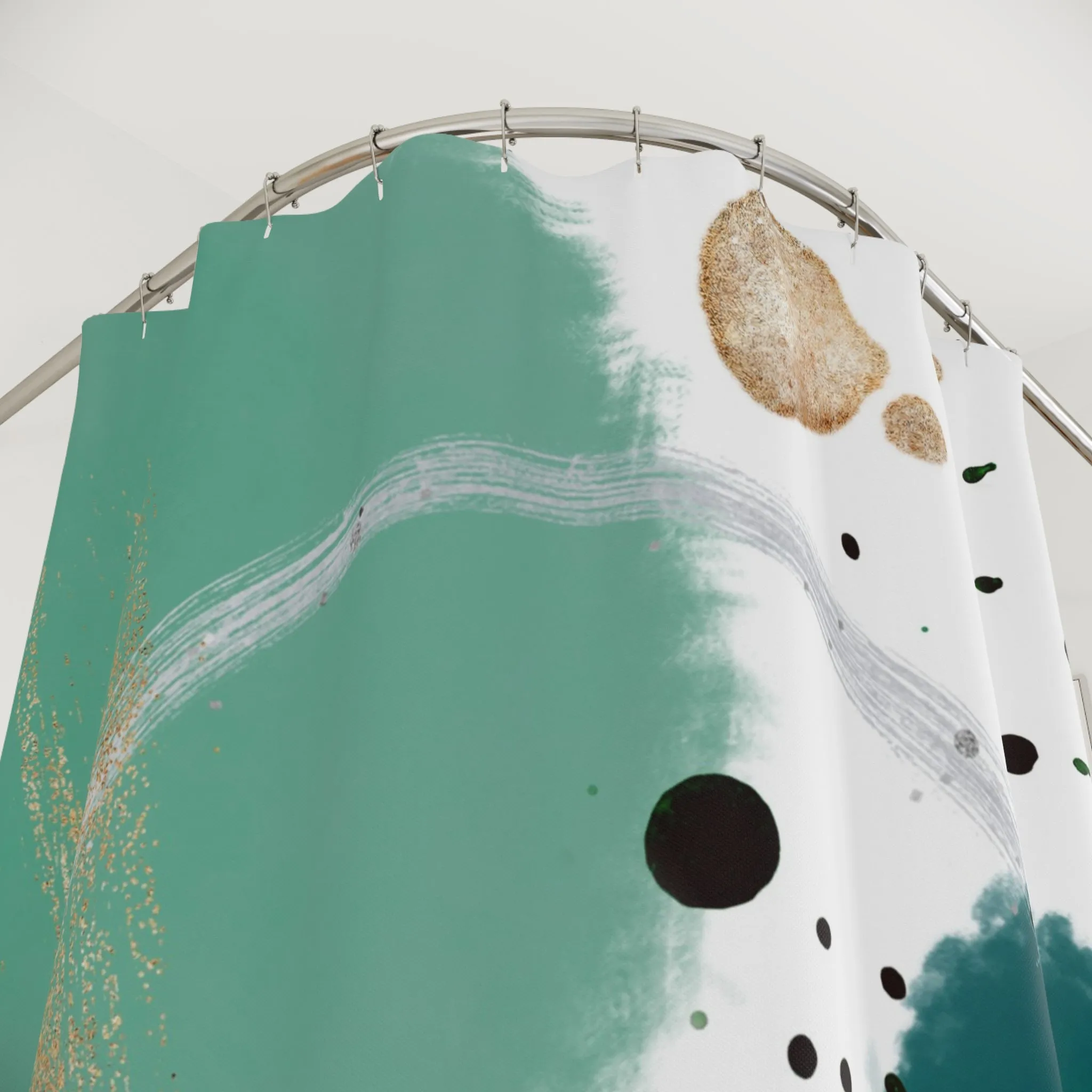 Abstract Shower Curtain | Sage, Sea Green White