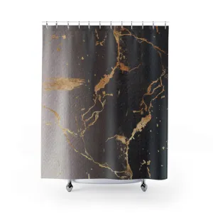 Abstract Shower Curtain | Taupe Brown, Black Gold Lighting,Home Lighting