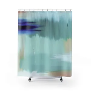 Abstract Shower Curtain | Teal Turquoise Blue Bath Curtain Lighting,Home Lighting