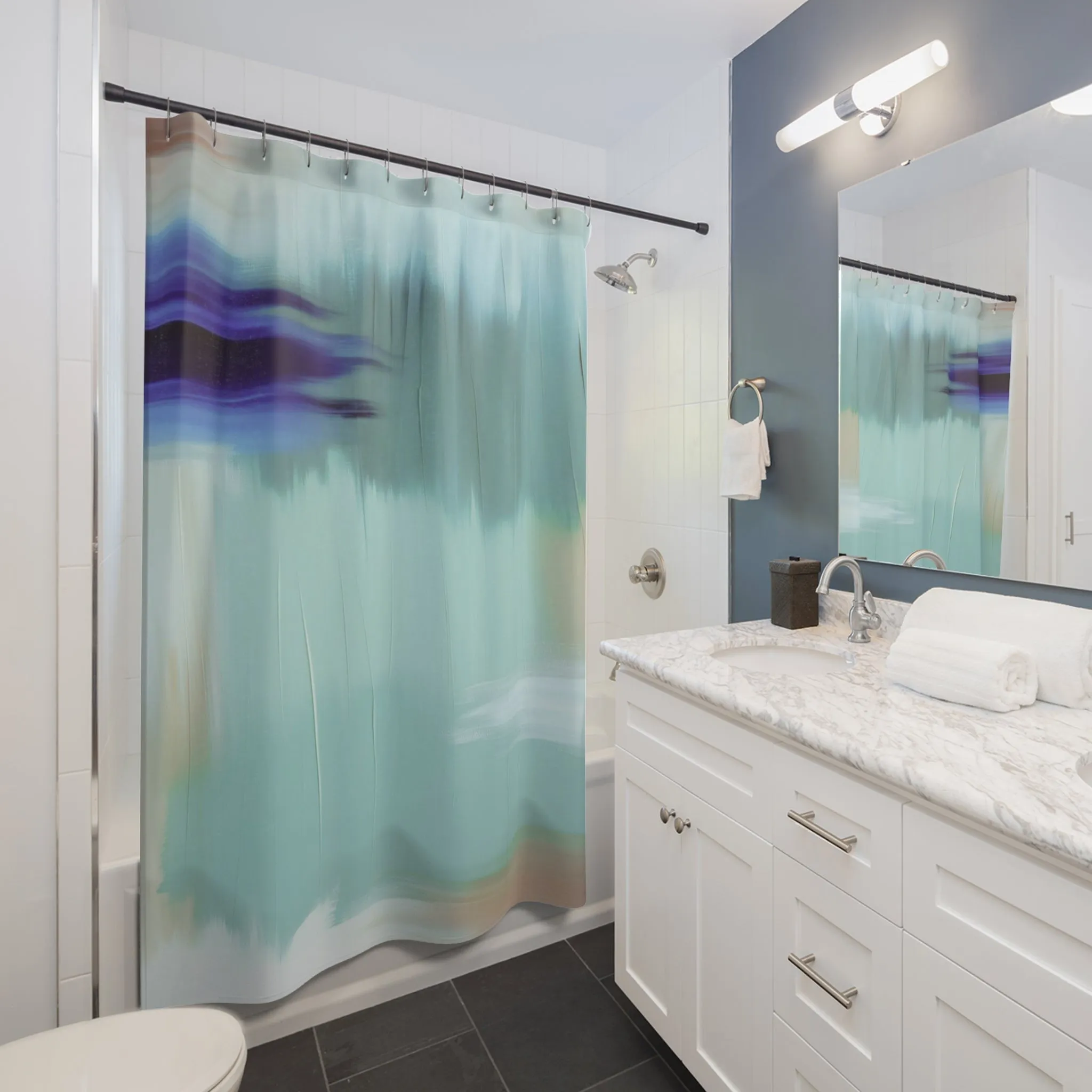 Abstract Shower Curtain | Teal Turquoise Blue Bath Curtain
