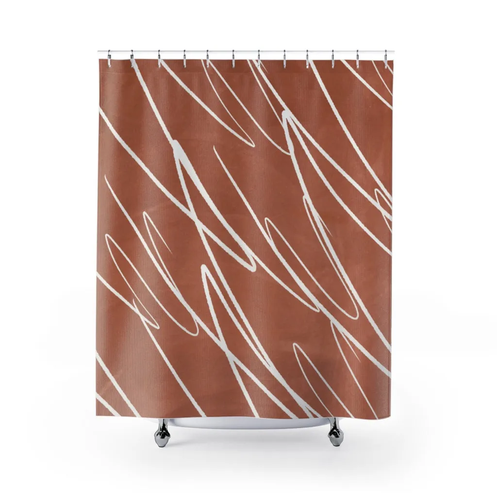 Abstract Shower Curtain | Terracotta Scribbles Lighting,Home Lighting