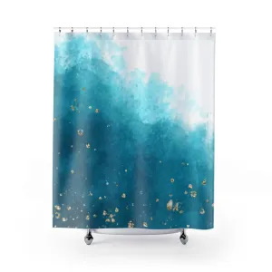 Abstract Shower Curtain | Turquoise White Ombre Lighting,Home Lighting
