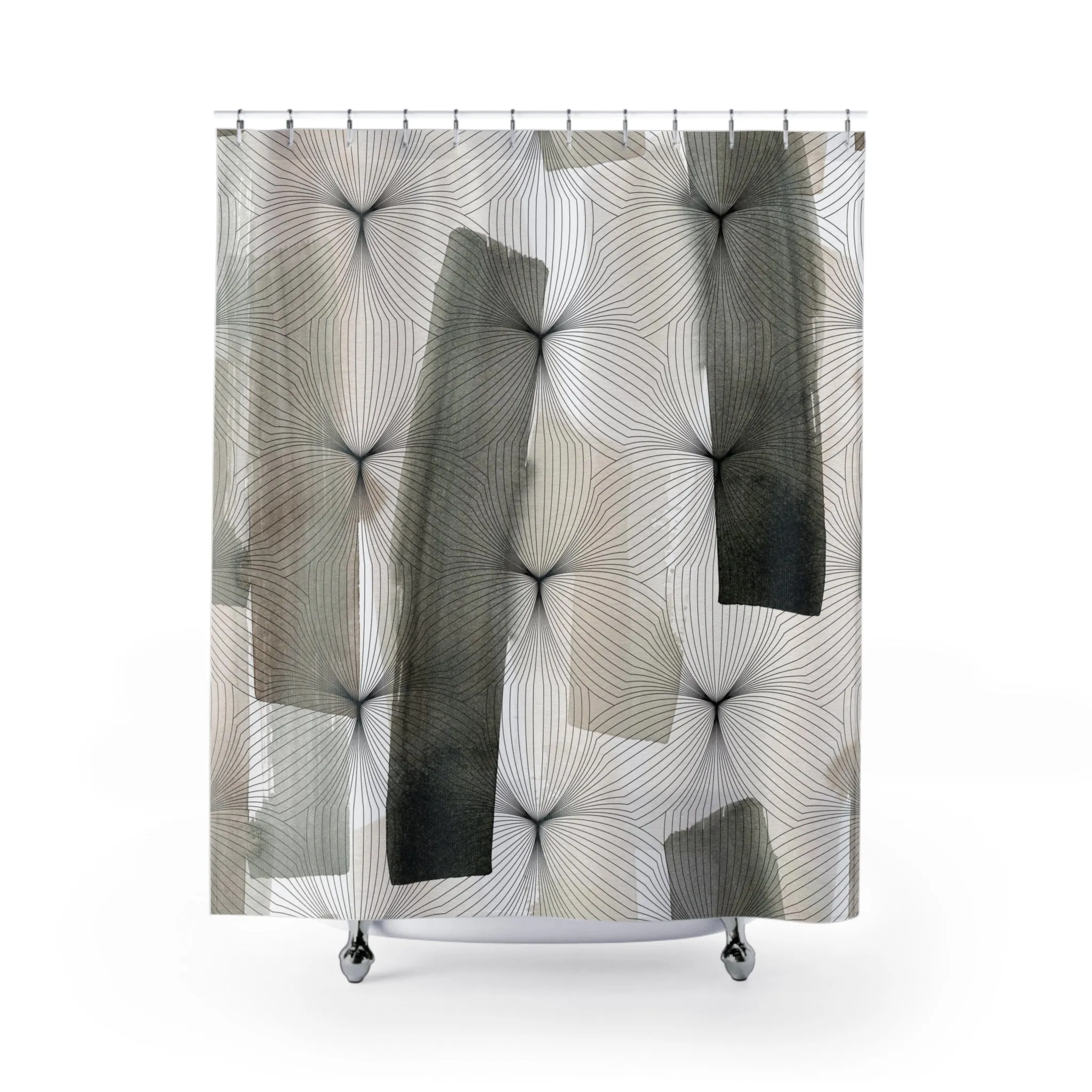 Abstract Shower Curtain | Watercolor Beige Gray Geometric Lighting,Home Lighting