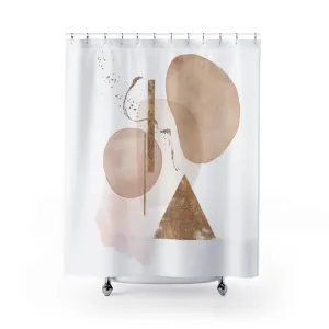 Abstract Shower Curtain, White Beige Ivory, Geometric Lighting,Home Lighting