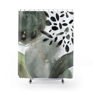 Abstract Shower Curtain | White Sage Green Gray Lighting,Home Lighting