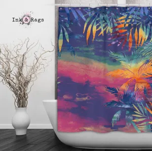 Abstract Tropical Sunset Shower Curtains and Optional Bath Mats Lighting,Lamps Fixtures
