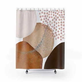 Abstract Shower Curtain | Beige, Brown Silver Grey Watercolor Lighting,Home Lighting