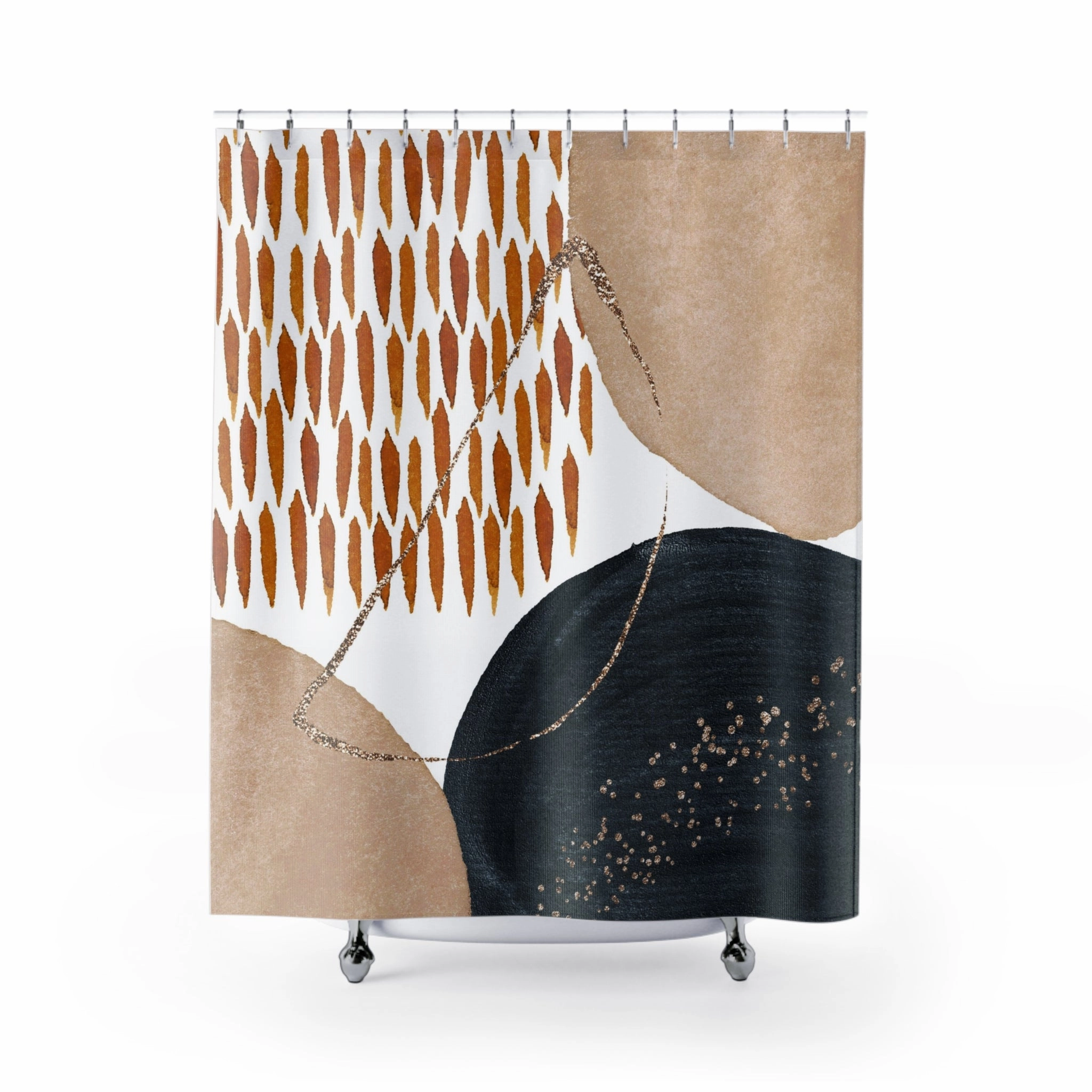 Abstract Shower Curtain | Beige Rust White Lighting,Home Lighting