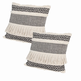 Accent Throw Pillows Set of 2, Square Cotton Pillows with Handwoven Diamond Pattern, 18 x 18 inch pillows,bed pillow,sleeping cushion