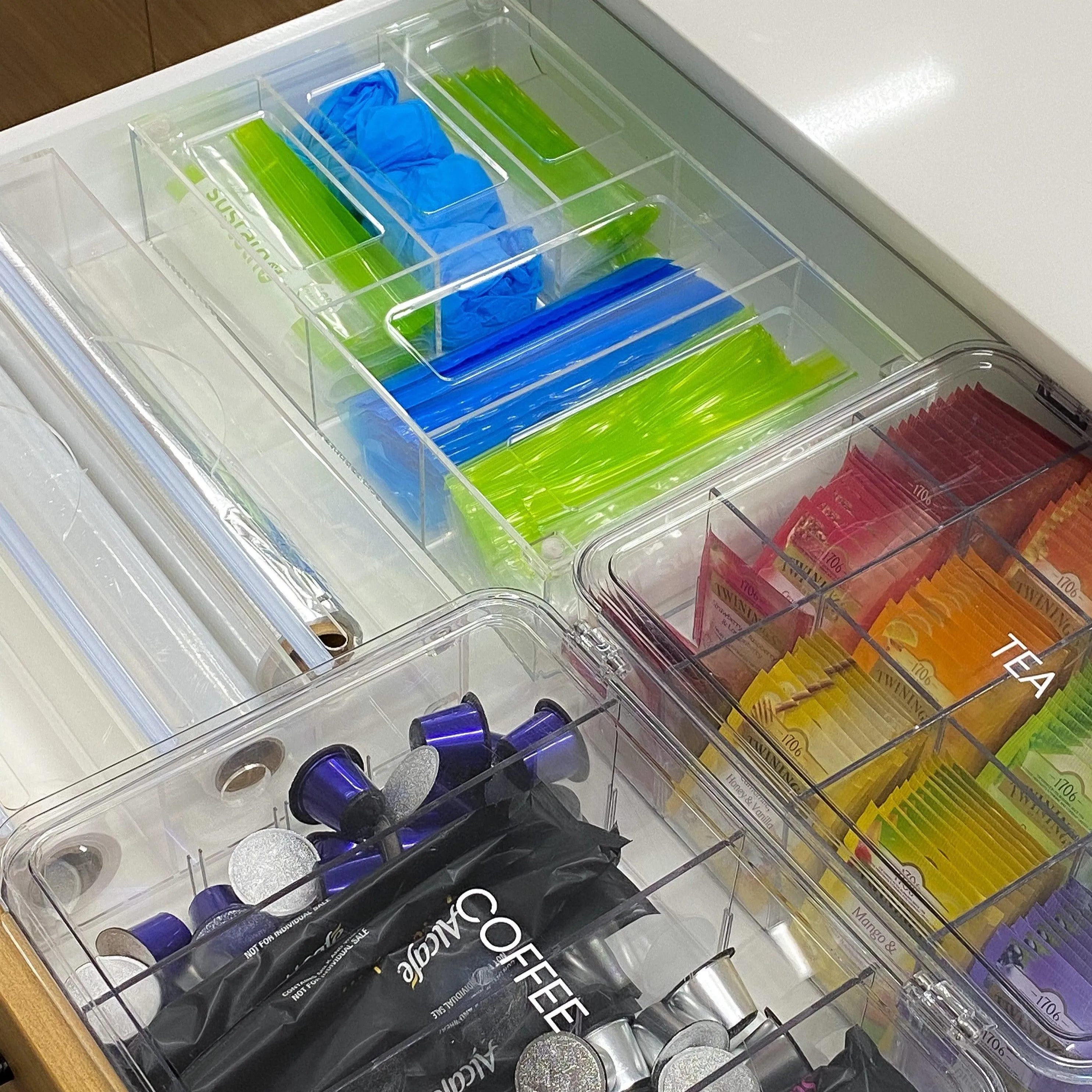 Acrylic Food Wrap Dispenser 3 Inserts