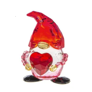 Acrylic Love Gnome with Red Heart Figurine Decorative Mirror,Home Decor Mirror