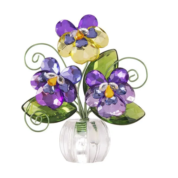Acrylic Pansy Posy Pot Place Card Note Holder Decorative Mirror,Home Decor Mirror