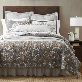 Addy Quilted Reversible Bedding - Grey luxury bedding, duvet cover