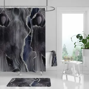 Agate Marble Shower Curtain | Gray Blue Silver Lighting,Home Lighting