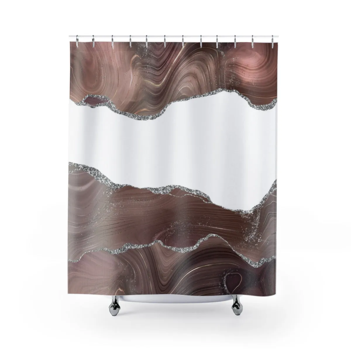Agate Marble Shower Curtain | Mauve Silver Earth