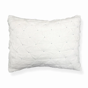 Aiden White Puckered Quilt Sham with Blue Stitching pillowcases,cotton pillow covers,bed linen