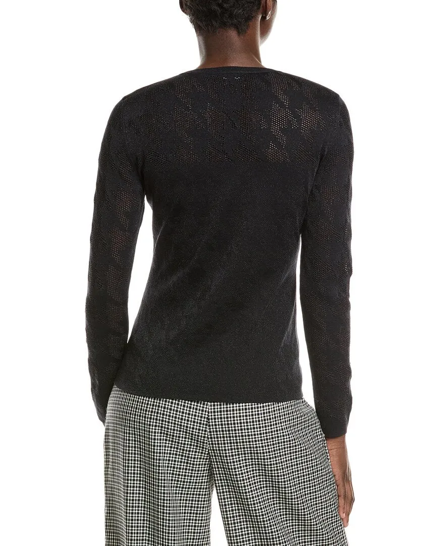 Akris Jacquard Mesh Wool & Silk-Blend Top