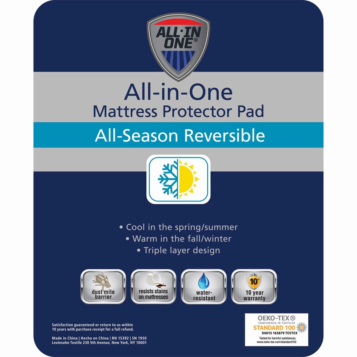 All-In-One All Season Reversible Cooling & Warming Fitted Mattress Pad - White