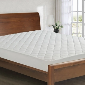 All-In-One All Season Reversible Cooling & Warming Fitted Mattress Pad - White mattress pads,mattress topper,bed protection