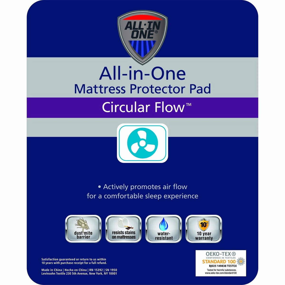 All-In-One Circular Flow Breathable & Cooling Fitted Mattress Pad - White