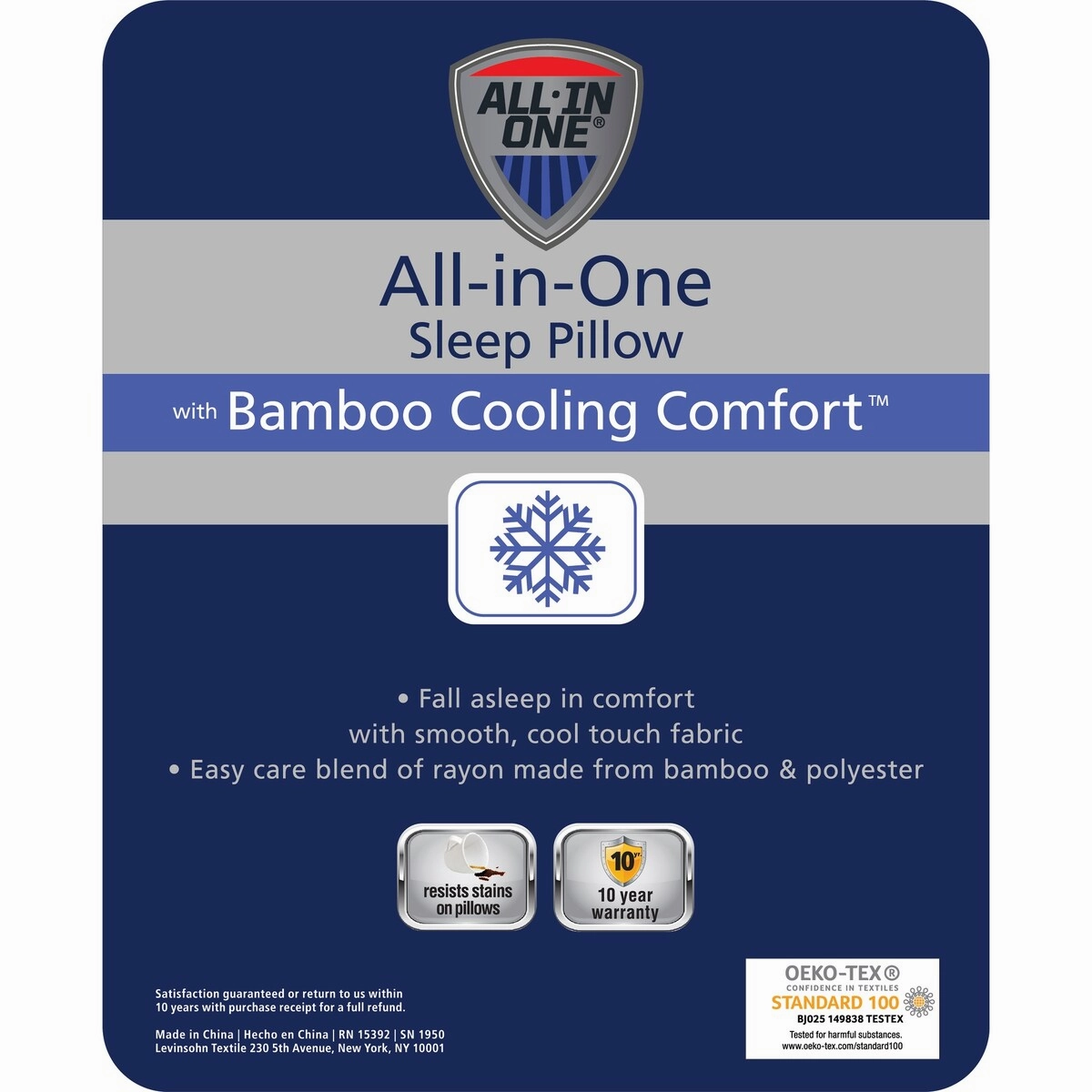 All-In-One Cooling Bamboo Sleep Pillow - White