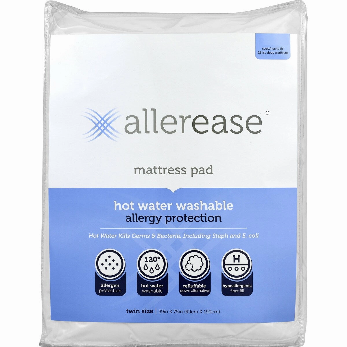 AllerEase Hot Water Washable Mattress Pad