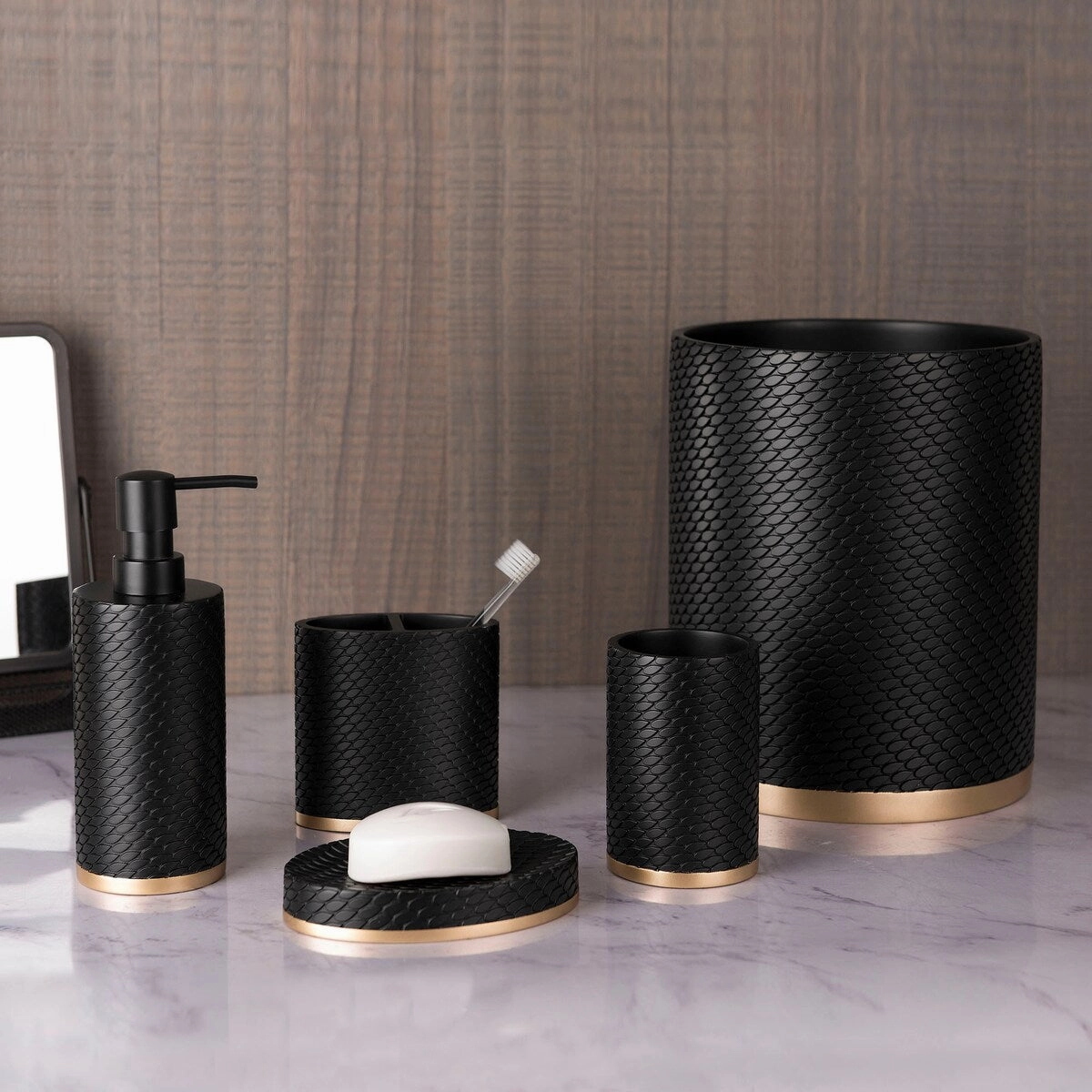 Amal Toothbrush Holder - Black/Gold
