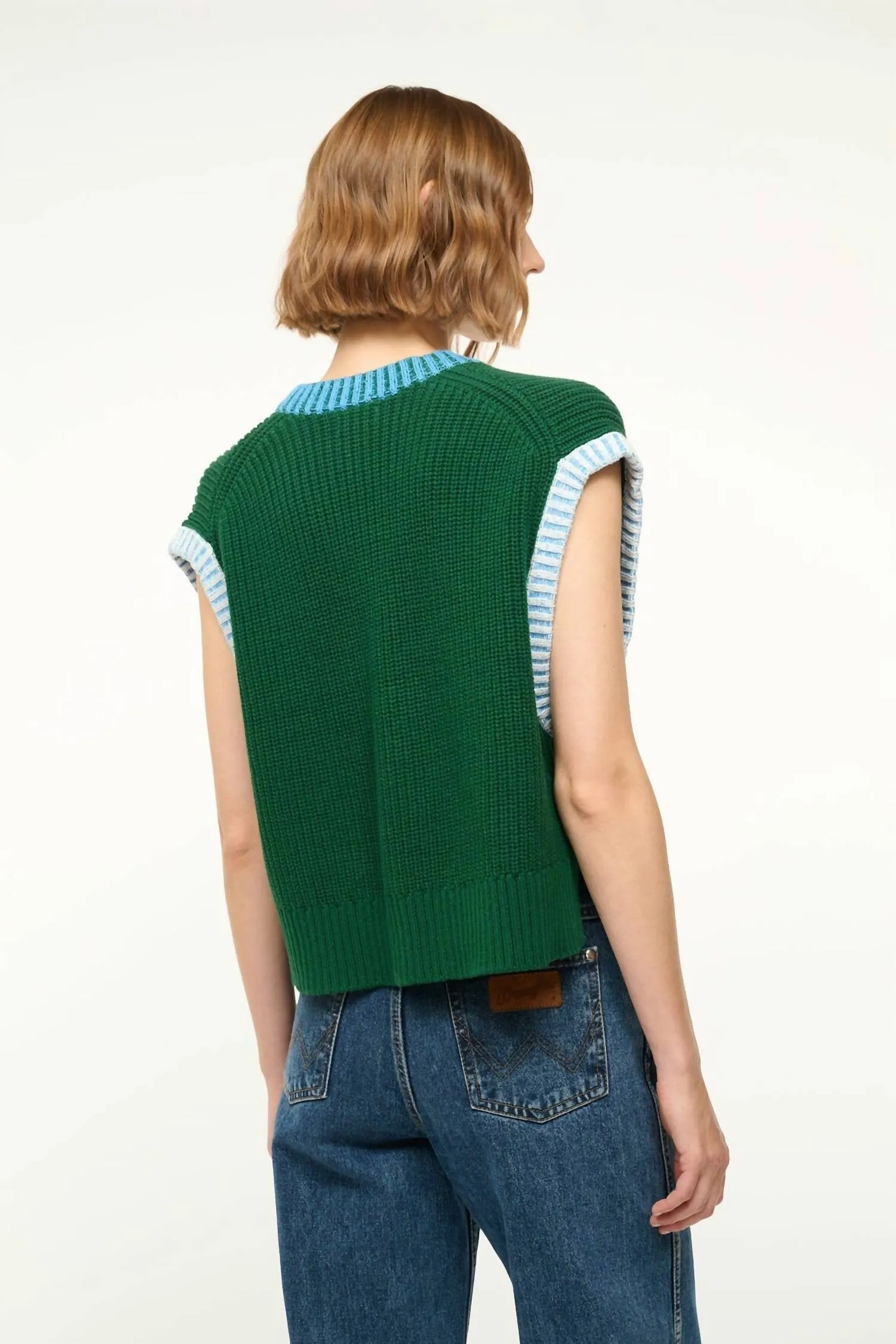 Americana V Neckline Sweater In Jungle Sky Ivory