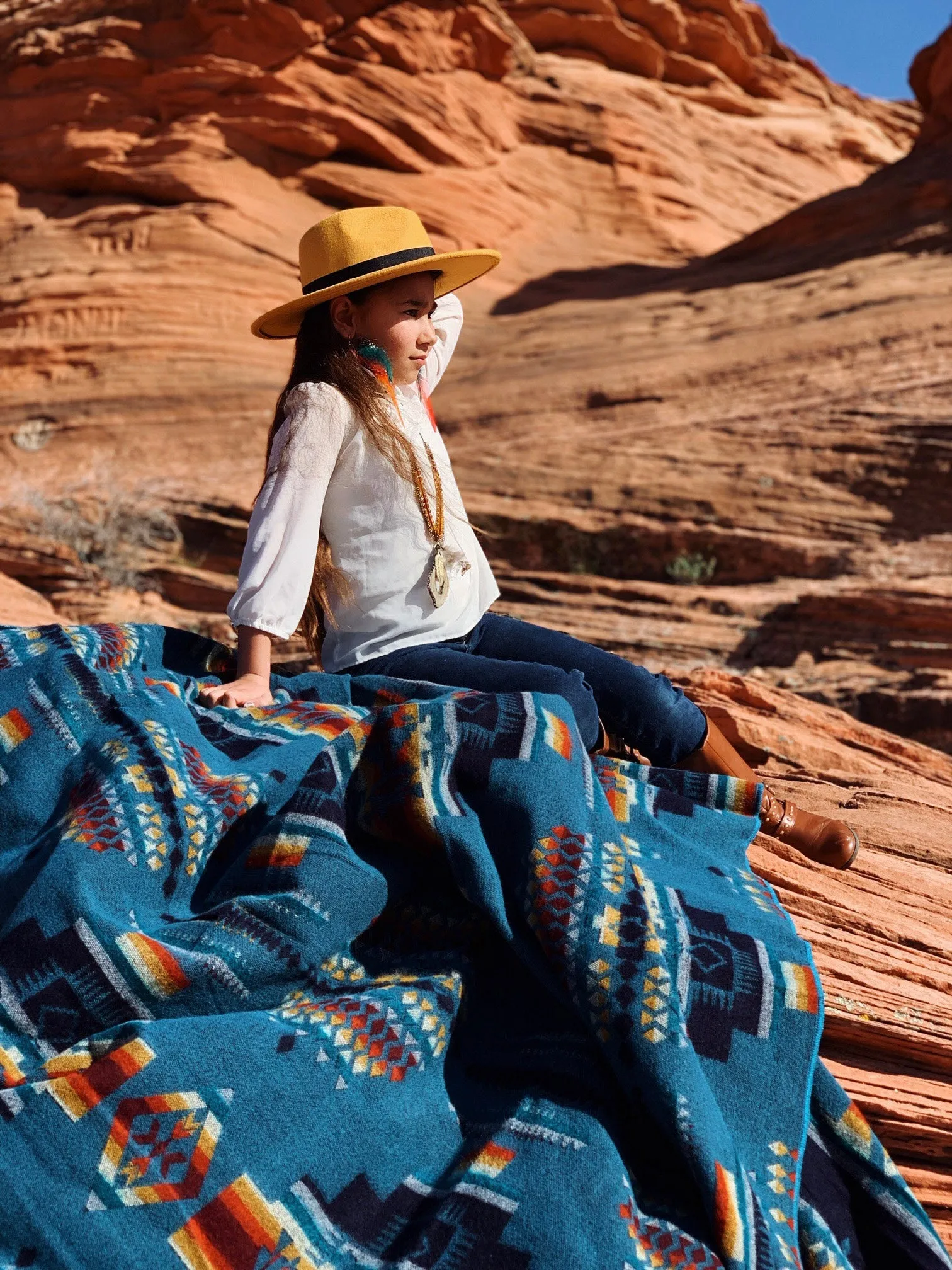 Andes Ocean - Artisan-Made Southwestern Queen-Size Blanket
