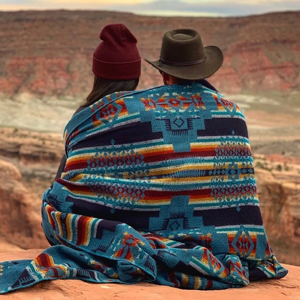 Andes Ocean - Artisan-Made Southwestern Queen-Size Blanket