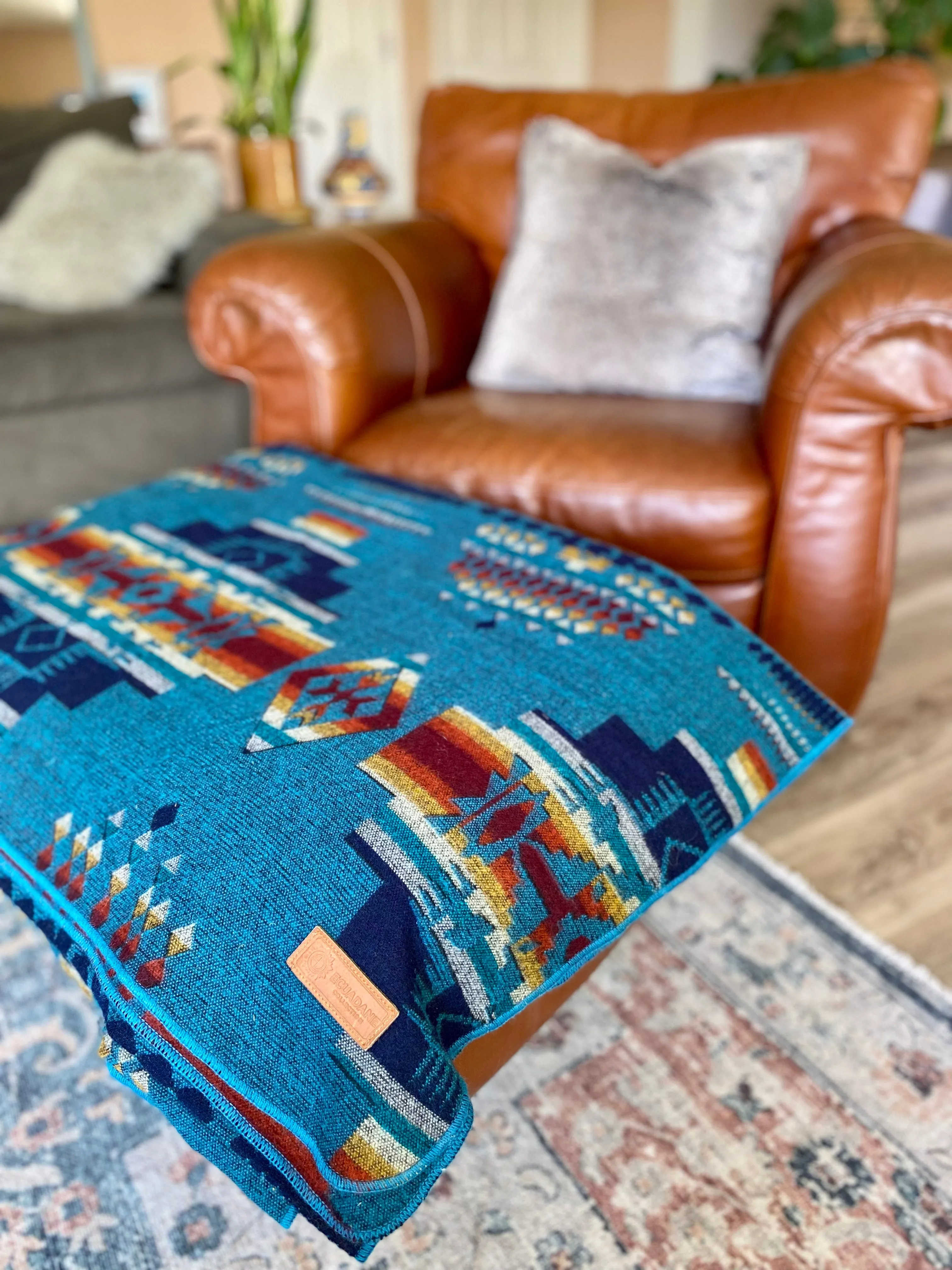 Andes Ocean - Artisan-Made Southwestern Queen-Size Blanket