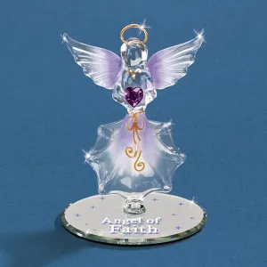 Angel of Faith with Purple Crystal Heart Glass Figurine Decorative Mirror,Home Decor Mirror