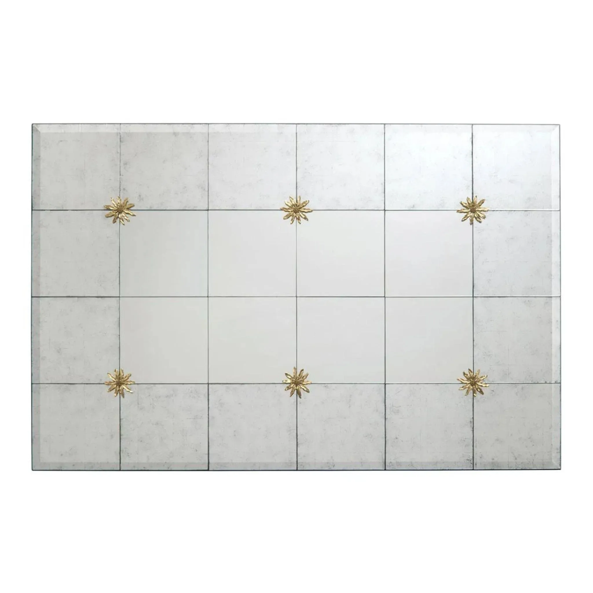 Antique Mirror Panels with Brass Floral Decos