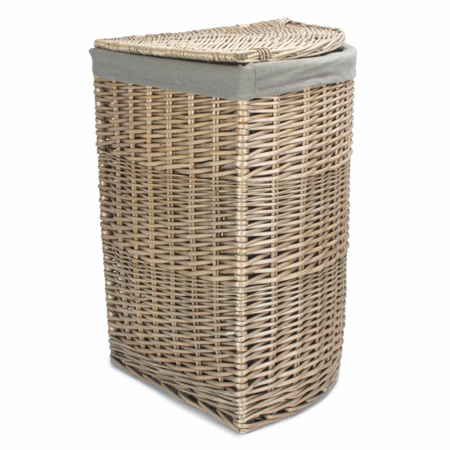 Antique Wash Willow Large Corner Linen Basket with Grey Sage Lining