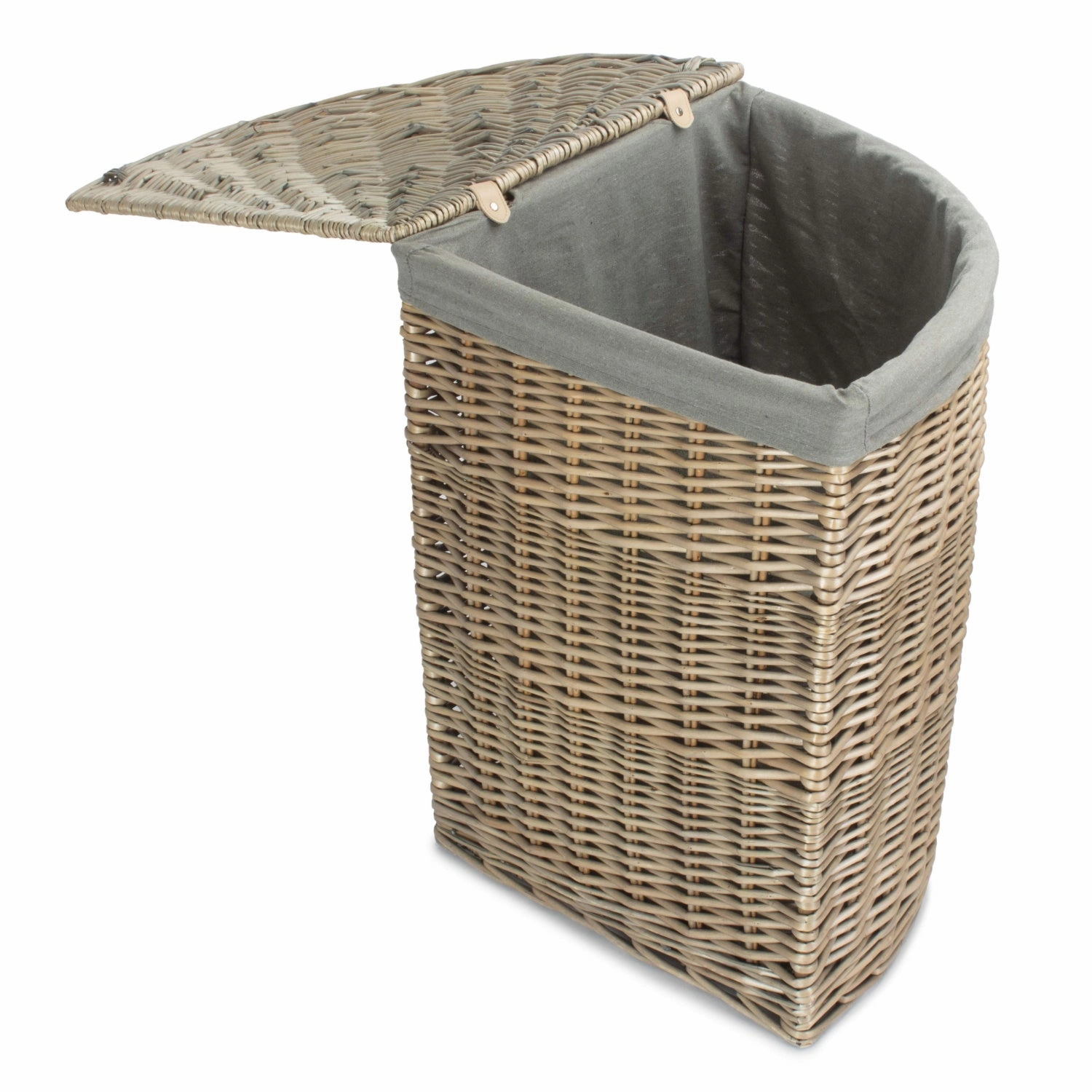 Antique Wash Willow Large Corner Linen Basket with Grey Sage Lining