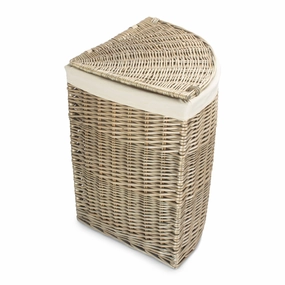 Antique Wash Willow Large Corner Linen Basket with White Lining laundry organizer,dirty clothes basket,plastic laundry basket